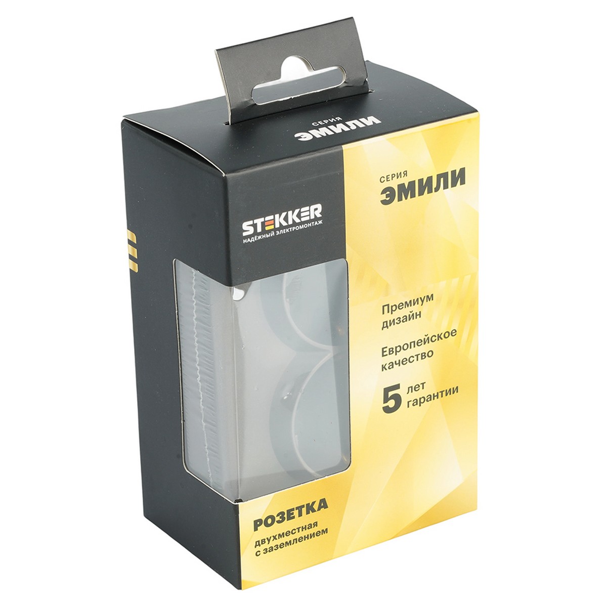 Розетка 2-ая с защитной шторкой с/з 16A STEKKER Эмили RST16-5114-09 антрацит soft touch 49934