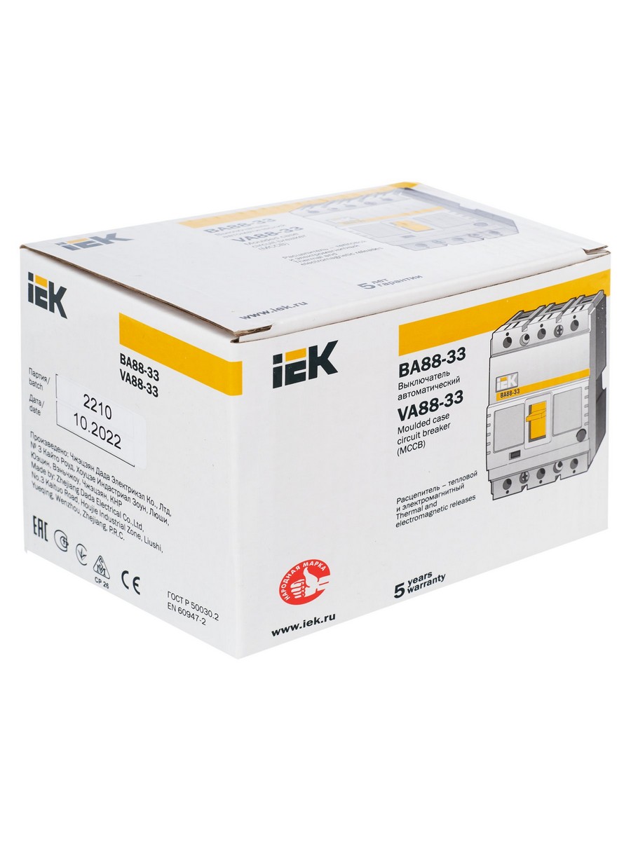Автоматический выключатель IEK KARAT ВА88-33 3Р 160А 35кА SVA20-3-0160