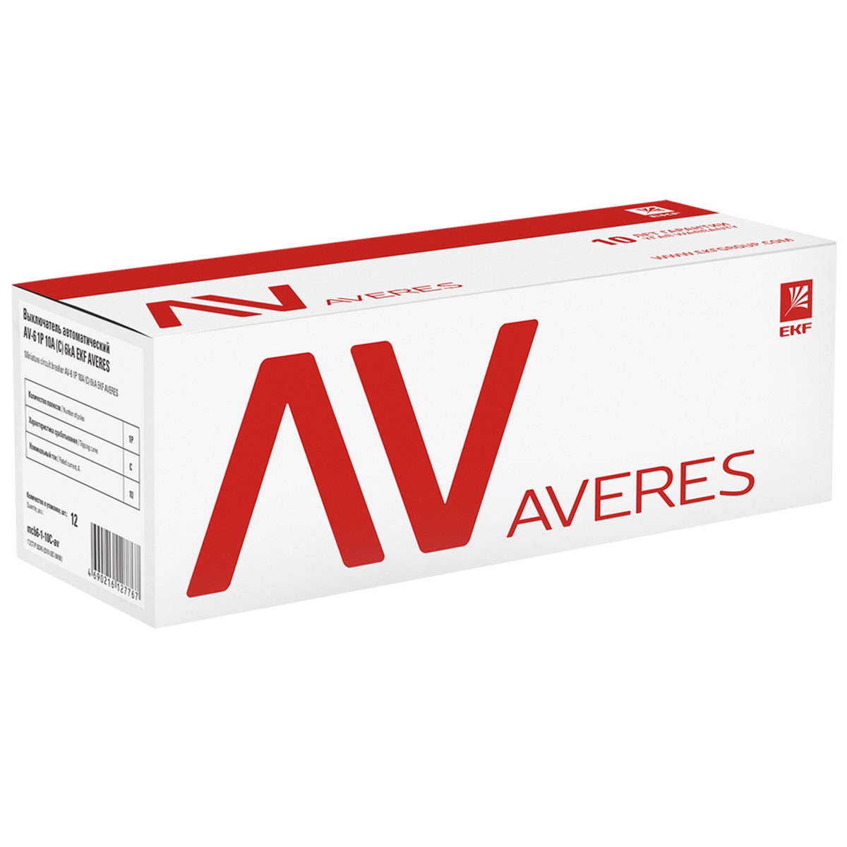 Автоматический выключатель EKF AVERES AV-6 (С) 1P 10А 6kA mcb6-1-10C-av
