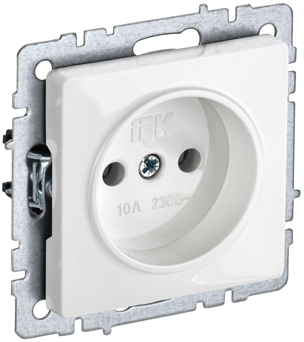 Розетка IEK BRITE б/з без шторок 10А РС10-1-0-БрБ белый BR-R10-10-K01