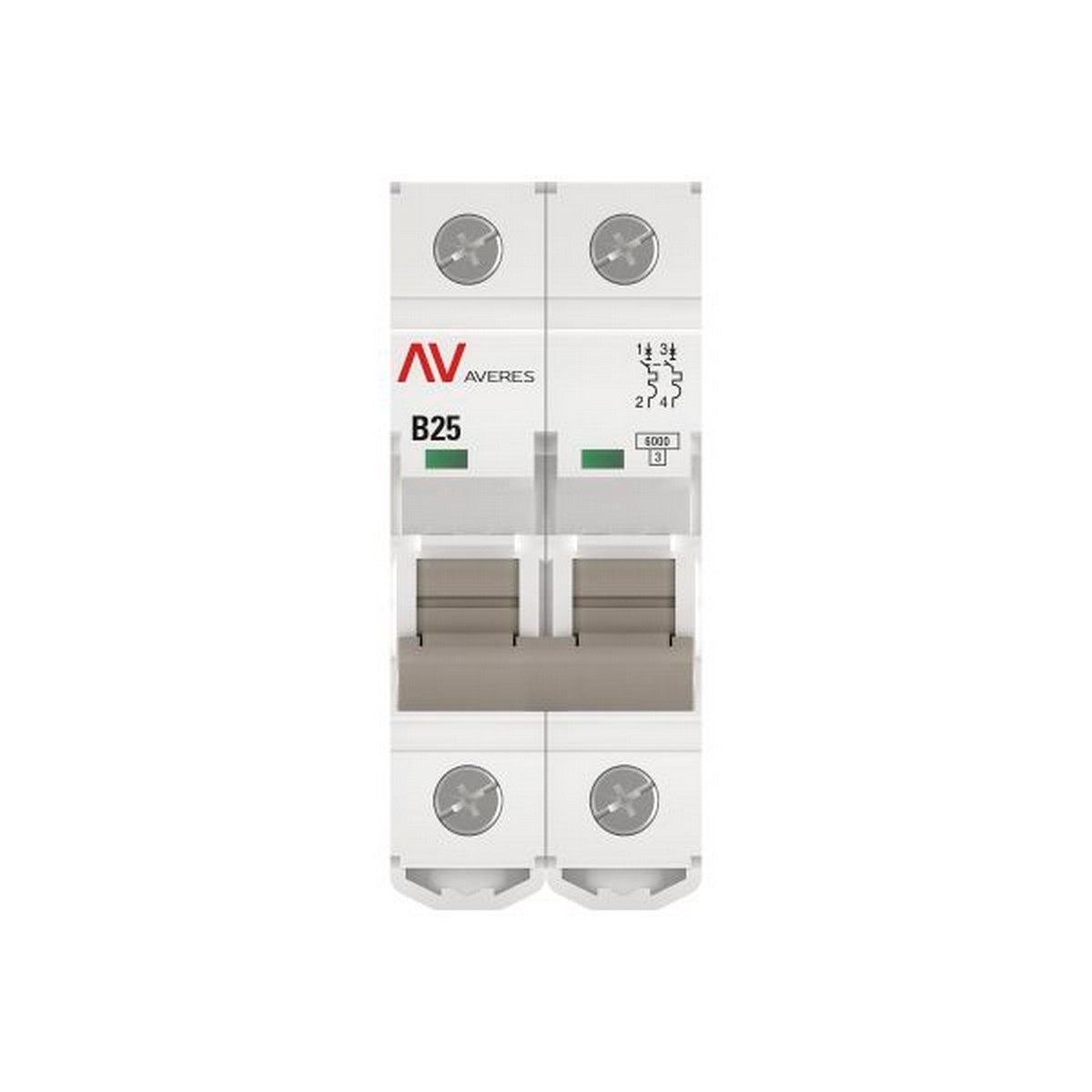Автоматический выключатель EKF AVERES AV-6 (B) 2P 25А 6kA mcb6-2-25B-av