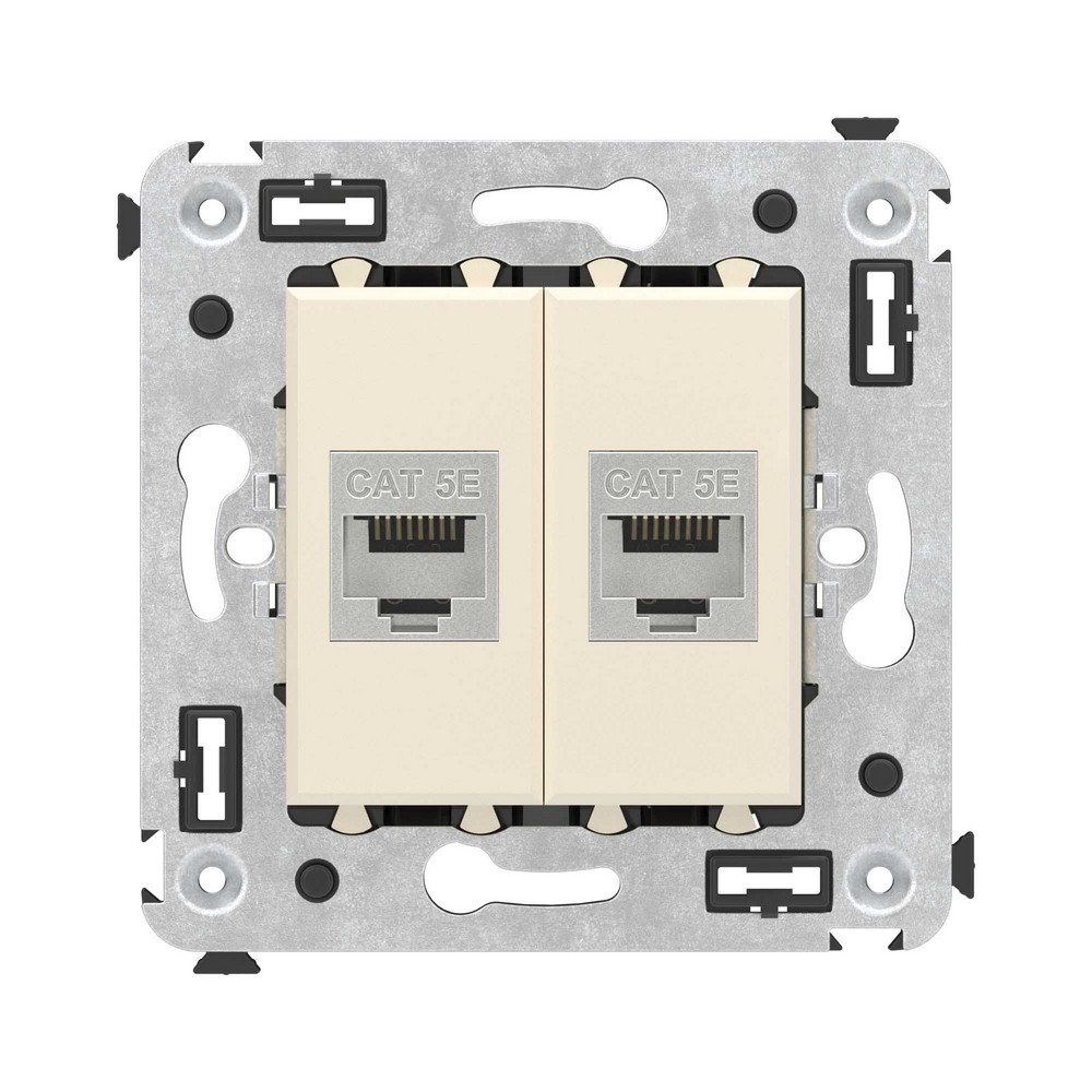 DKC Avanti механизмы Ванильная дымка Компьютерная розетка DKC Avanti RJ-45 без шторки в стену кат.5e двойная экранированная "Ванильная дымка" 4405764