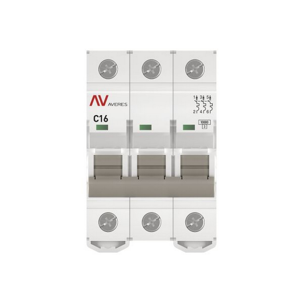 Автоматический выключатель EKF AVERES AV-10 (С) 3P 16А 10kA mcb10-3-16C-av
