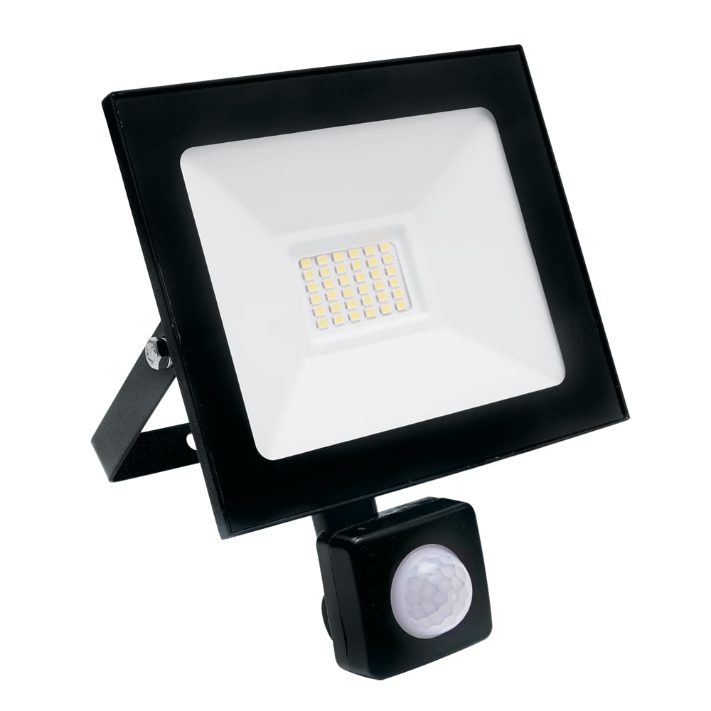 Светодиодный прожектор Saffit SFL80-30 IP65 30W с датчиком движения Черный 6400K 29523