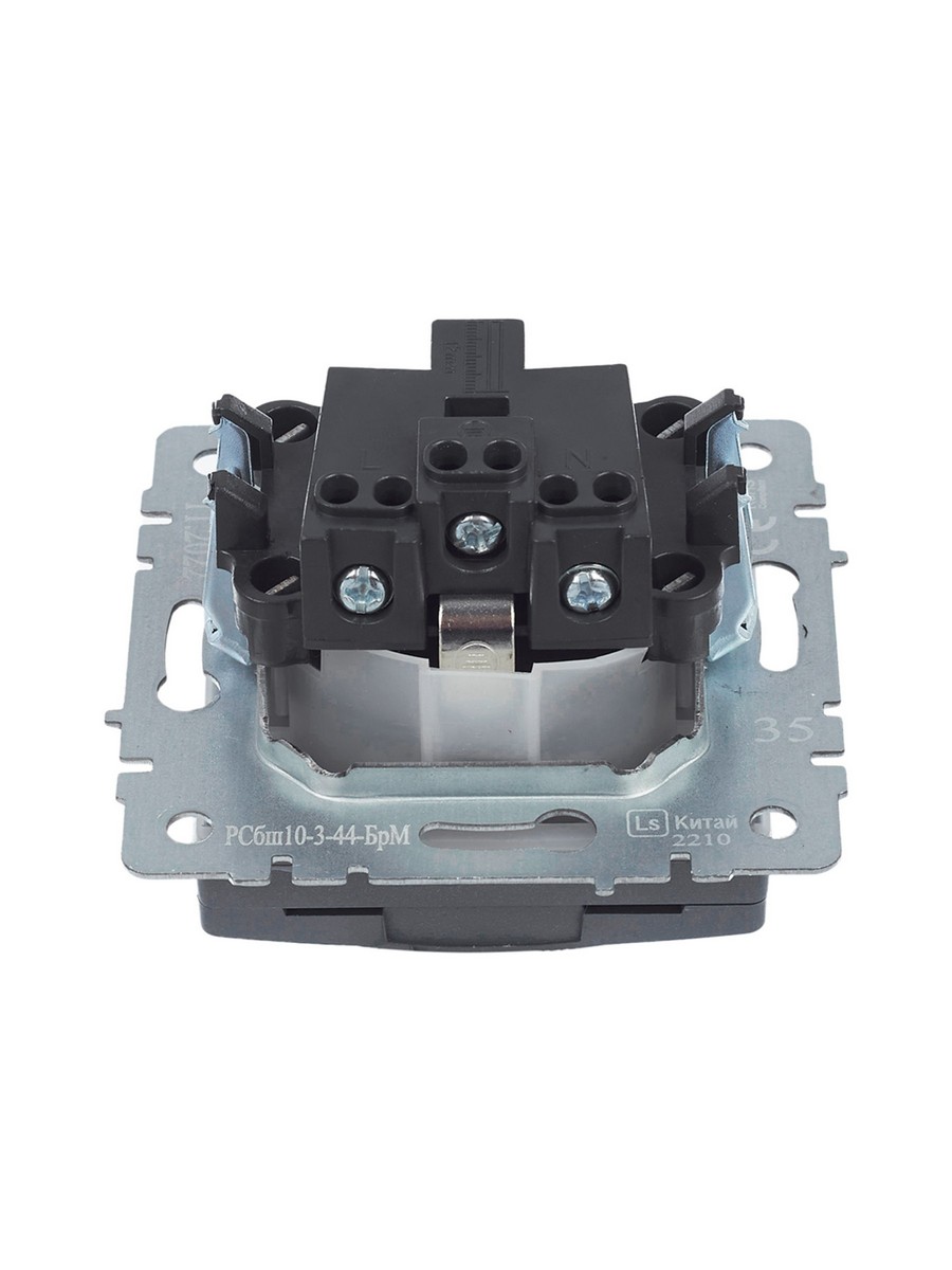 Розетка IEK BRITE с/з с шторками и крышкой 16А IP44 РСбш10-3-44-БрМ маренго BR-R16-16-44-K35