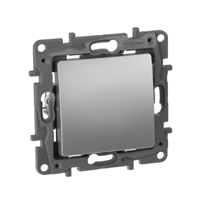 Переключатель Legrand Etika алюминий 1-клавишный, авт.клеммы, 10 AX, 250 В 672405