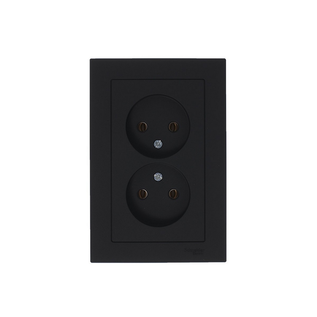 Розетка Systeme Electric AtlasDesign Карбон б/з двойная, 16А, в сборе ATN001020