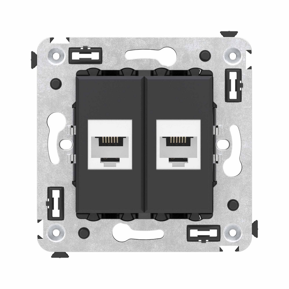 DKC Avanti механизмы Черный матовый Телефонная розетка DKC Avanti RJ-12 без шторки в стену двойная "Черный матовый" 4412614