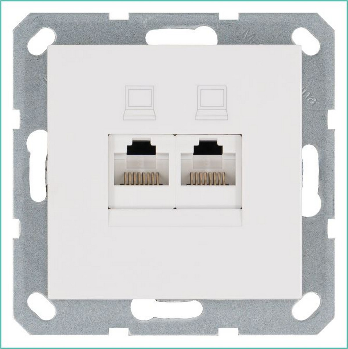 Интернет-розетка JASMART RJ45 двойная Белый глянцевый G6106W