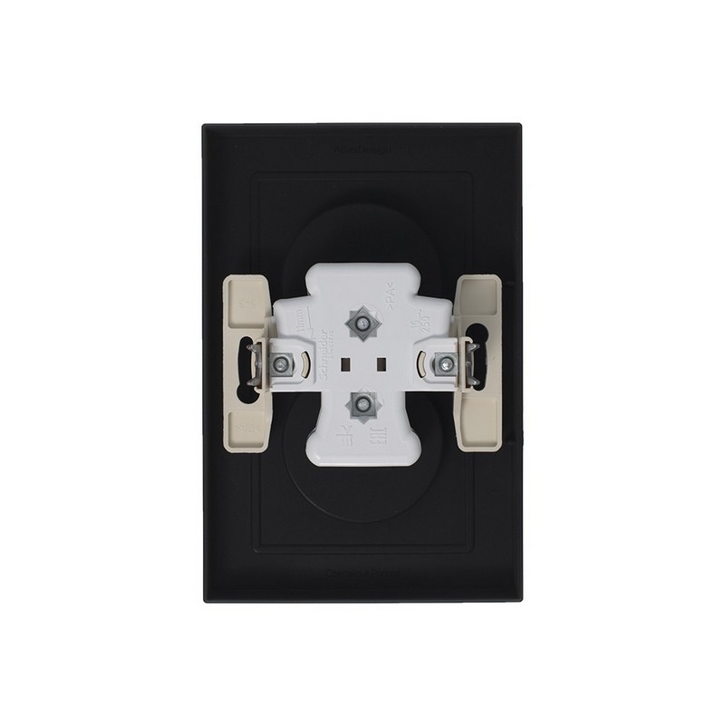 Розетка Systeme Electric AtlasDesign Карбон б/з двойная, 16А, в сборе ATN001020