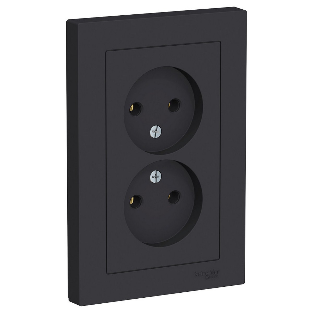 Розетка Systeme Electric AtlasDesign Карбон б/з двойная, 16А, в сборе ATN001020