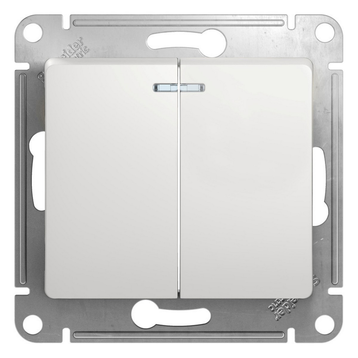 Выключатель Systeme Electric Glossa Белый 2-клавишный с подсветкой, сх.5а GSL000153