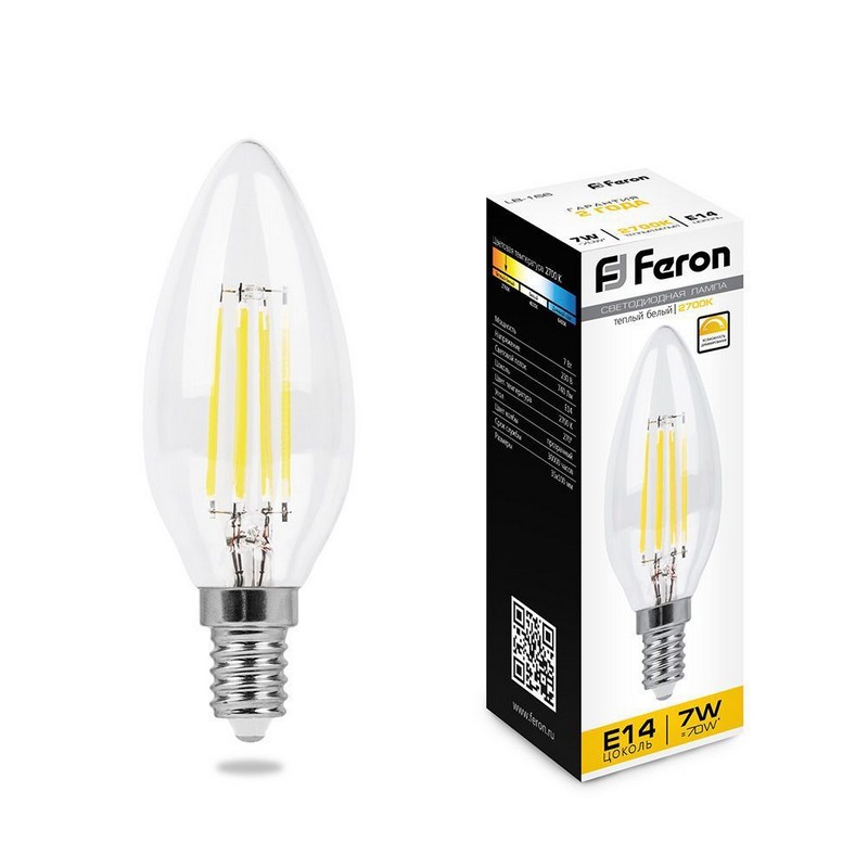 Лампа светодиодная Feron LB-166 Свеча E14 7W 2700K диммируемая 25870