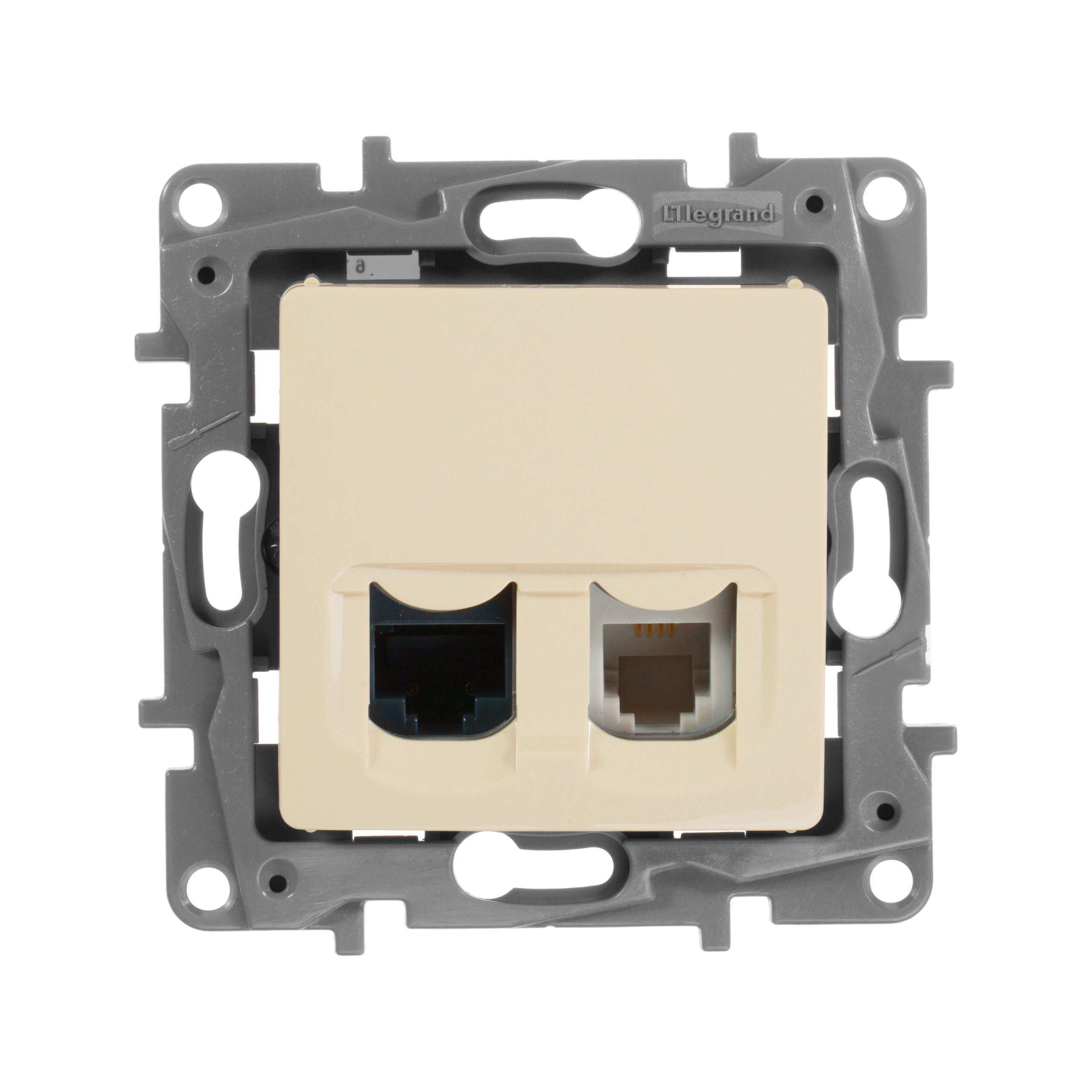 Legrand 672352 Двойная розетка RJ11 + RJ45 - категория 5 - UTP - Etika - слоновая кость