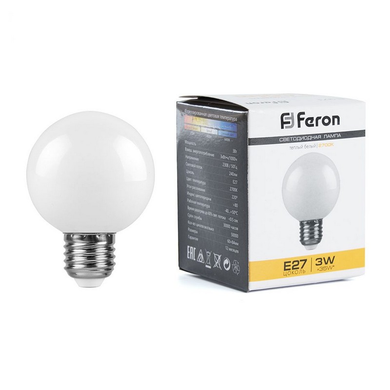 Лампа светодиодная Feron LB-371 E27 3W 2700K 25903