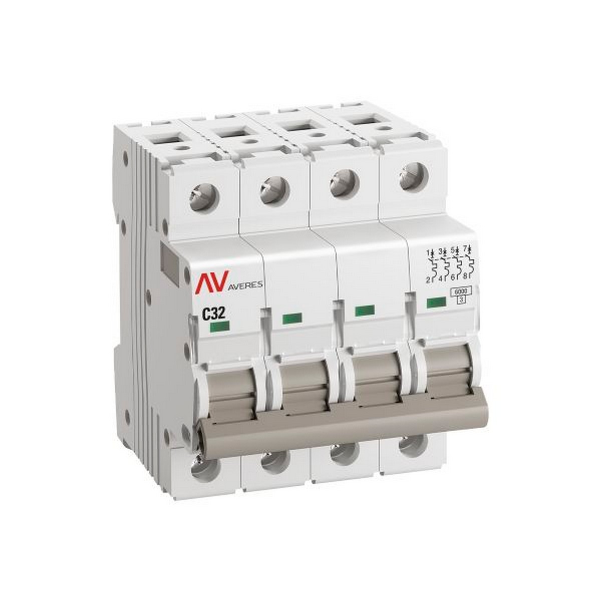 Автоматический выключатель EKF AVERES AV-6 (С) 4P 32А 6kA mcb6-4-32C-av