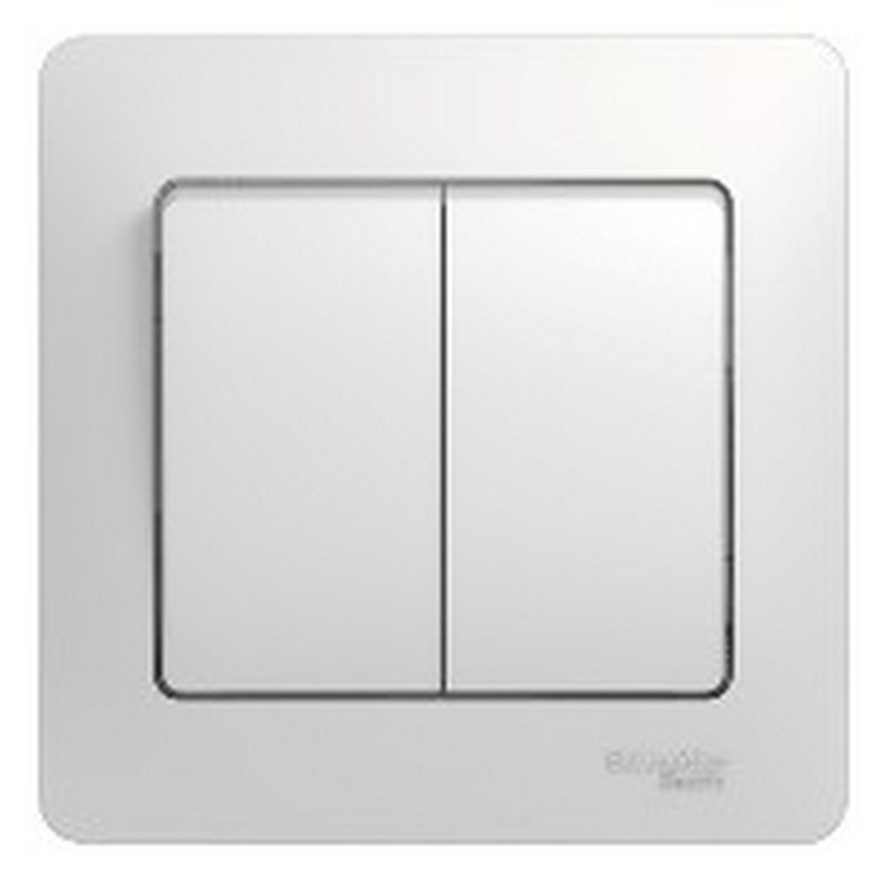 Выключатель Systeme Electric Glossa Белый 2-клавишный, сх.5 (в сборе с рамкой) GSL000152