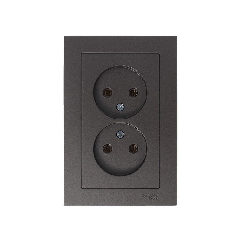 Розетка Systeme Electric AtlasDesign Мокко б/з двойная, 16А, в сборе ATN000620