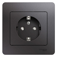 Розетка Systeme Electric Glossa Графит с-з со шторками (в сборе) GSL001344