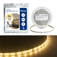 Лента светодиодная Feron LS603 60SMD(2835)/м 4.8Вт/м 12V 3000К IP20 5 метров 27597