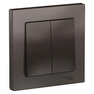 Выключатель 2-клавишный Systeme Electric AtlasDesign Мокко в сборе ATN000652