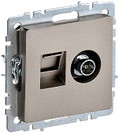 Розетка IEK BRITE двойная TV+RJ45 кат.5E РТВ/РК12-БрШ шампань BR-AK20-1-K37