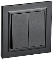 Выключатель IEK BRITE Черный 2-кл. 10А в сборе ВСР10-2-0-БрЧ BR-V20-0-10-K02-F
