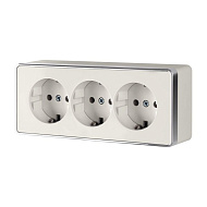 Розетка Werkel 3-я с заземлением и шторками Gallant (слоновая кость) W5073103