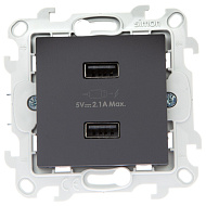 Зарядное устройство Simon 24 Графит 2хUSB 2,4A 2411096-038