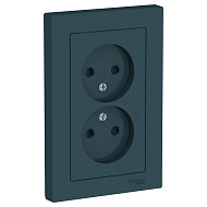 Розетка Systeme Electric AtlasDesign Изумруд б/з двойная, со шторками,16А, в сборе ATN000822