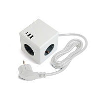 Удлинитель STEKKER HM10-41-01 3-местный с/з 1.5м 2USB+1С 5V 3,1А Comfort белый 49571