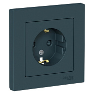 Розетка Systeme Electric AtlasDesign Изумруд с/з со шторками, 16А, в сборе ATN000844