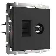Розетка Werkel ТВ+Ethernet RJ-45 6 cat. (черный матовый) W1181308