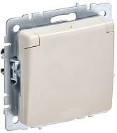 Розетка IEK BRITE с/з с шторками и крышкой 16А IP20 РСбш10-3-БрКр бежевый BR-R16-16-K10