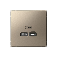 USB Розетка Systeme Electric ArtGallery Шампань тип-С 65Вт высокоскор.заряд. QC PD GAL000527