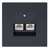 Интернет розетка JASMART FD RJ45 двойная Черный матовый (soft touch) 6106PBM