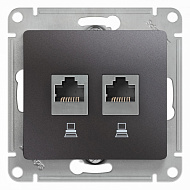Розетка компьютерная Systeme Electric Glossa Графит 2-ая RJ45+RJ45 кат.5E GSL001385KK