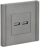Розетка IEK FORTE&PIANO Сталь USB A+A 3,1А FP549