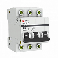 Автоматический выключатель EKF Basic ВА 47-29 3P 6А (С) 4,5кА mcb4729-3-06C