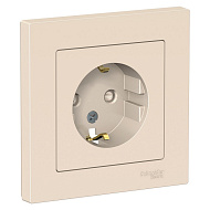 Розетка Systeme Electric AtlasDesign бежевый с/з со шторками, 16А, в сборе ATN000244