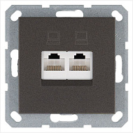 Интернет-розетка JASMART RJ45 двойная 6 категория Мокко G6108Z