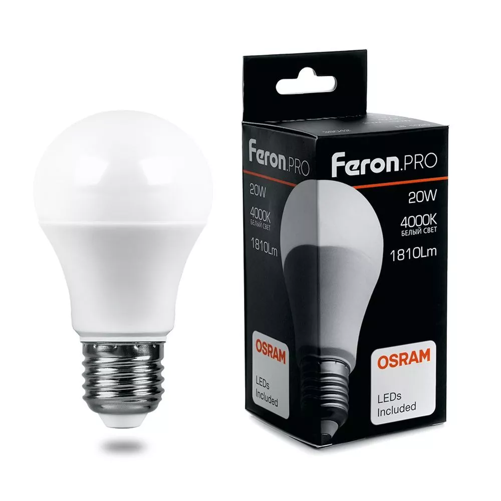 E27 Лампа светодиодная Feron.PRO LB-1020 Шар E27 20W 4000K OSRAM LED 38042 