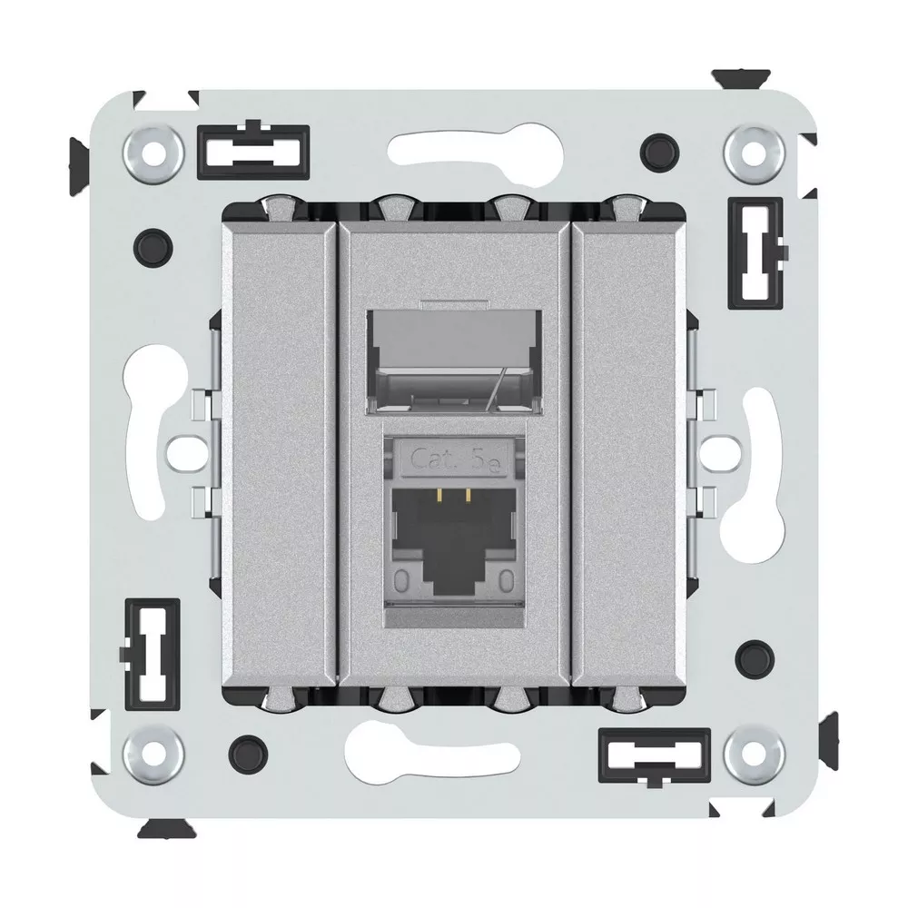 DKC Avanti механизмы Закаленная сталь Компьютерная розетка DKC Avanti RJ-45 в стену кат.5e одинарная экранированная"Закаленная сталь" 4404363