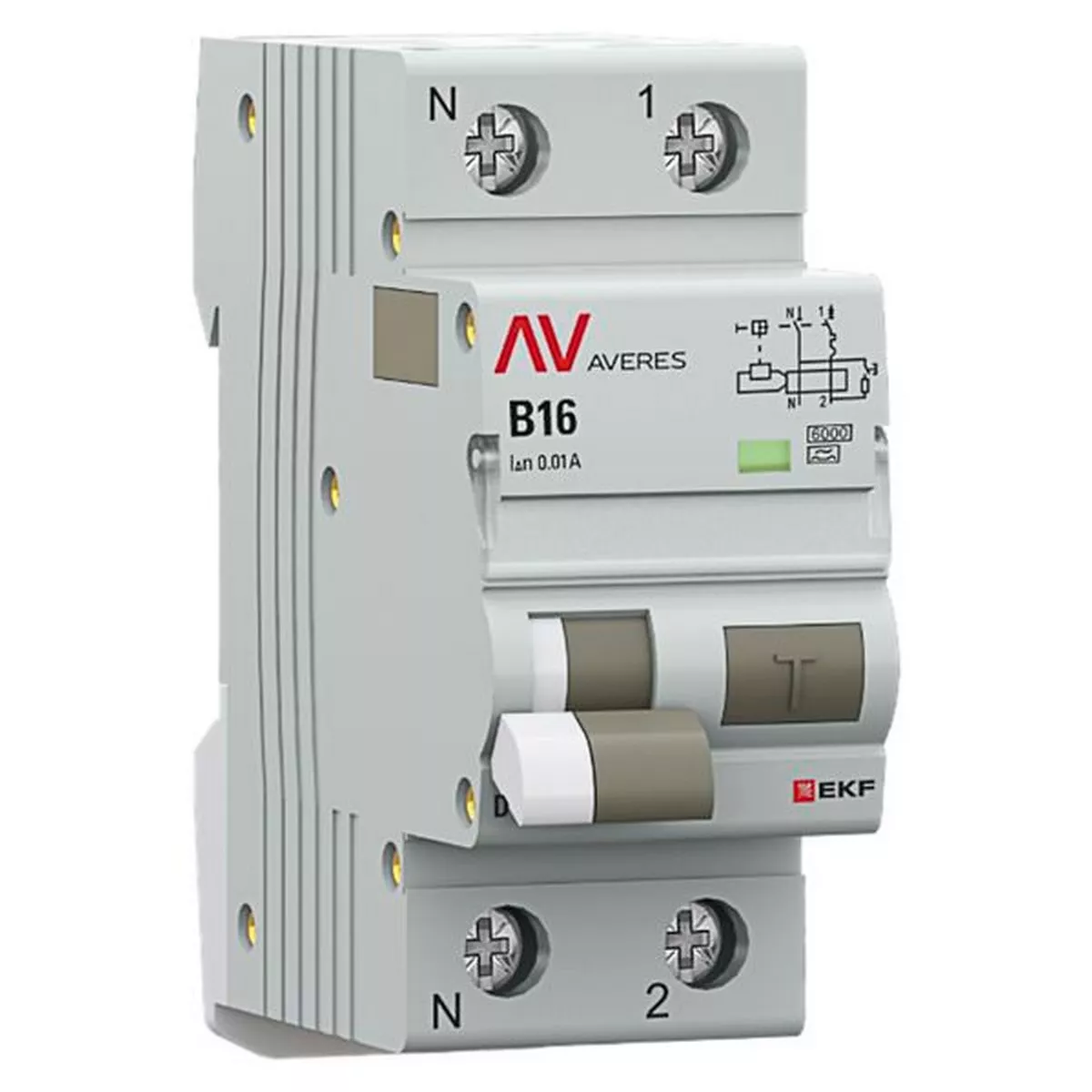 EKF Диф. Автомат EKF AVERES DVA-6 1P+N 16А (B) 10мА (A) 6кА  rcbo6-1pn-16B-10-a-av 