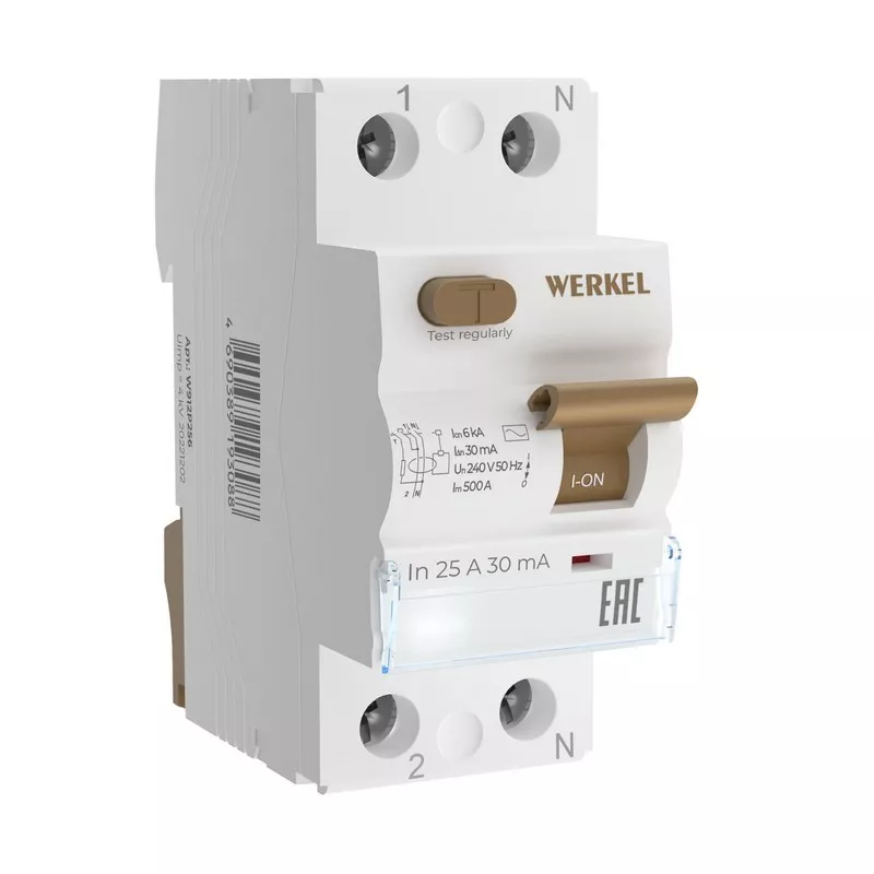 Werkel Устройство защитного отключения Werkel 1P+N 25 A 30 mА АС 6 kА W912P256 